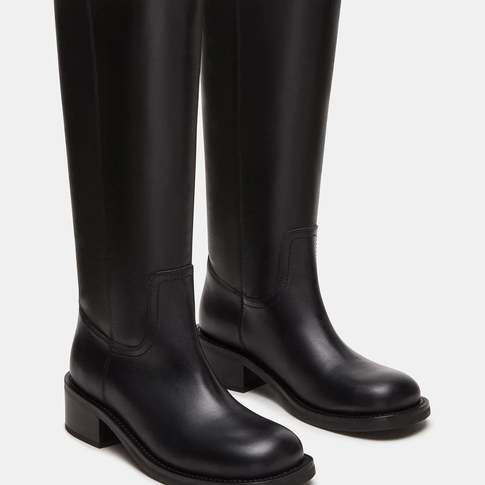 BNIB Steve Madden Riggs Elegant Black Leather Women's Boots